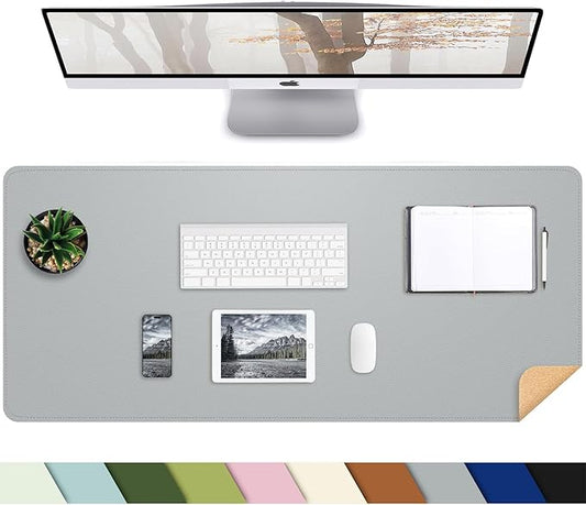 Desk Mat, 35.4" x 17" Leather Desk mat, Double-Sided Desk Pad, Desk matt by AFIING