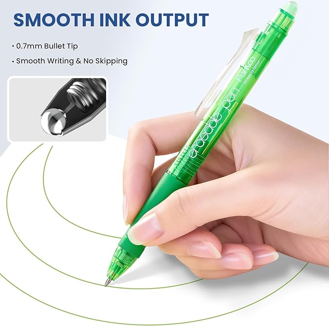 ParKoo Erasable Gel Pens, 15 Colors Retractable Erasable Pens Clicker, Fine - Image 4