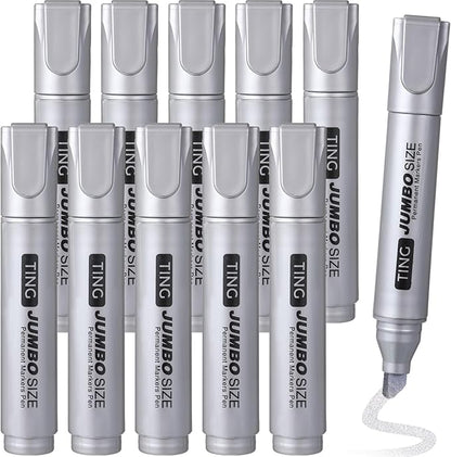 Fuutreo 10 Pack Jumbo Permanent Markers Bulk Large Chisel Tip Permanent Markers by Fuutreo
