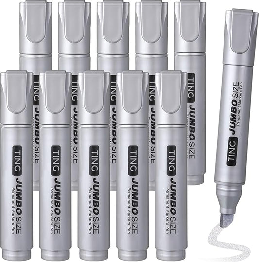 Fuutreo 10 Pack Jumbo Permanent Markers Bulk Large Chisel Tip Permanent Markers by Fuutreo