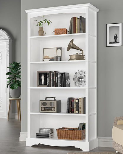 TVU 5-Tier Wooden Bookshelf, 65 Inch Tall Bookshelf - Image 2