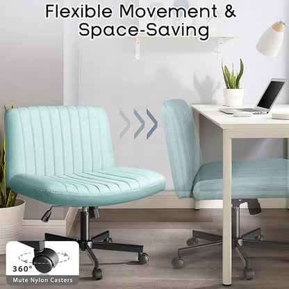 PUKAMI Criss Cross Chair with Wheels, Fabric Padded Armless Cross Legged Office - Image 4