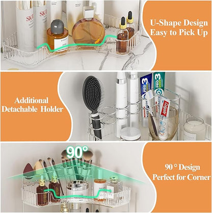 SUNZOS 3-Tier Corner Bathroom Counter Organizer, Bathroom Organizer Countertop - Image 3