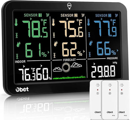 OBET Weather Station Wireless Indoor Outdoor Thermometer Wireless, Color by OBET