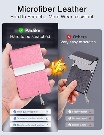 Padike Professional Business Card Holder PU Leather Business Card Case Name - Image 3