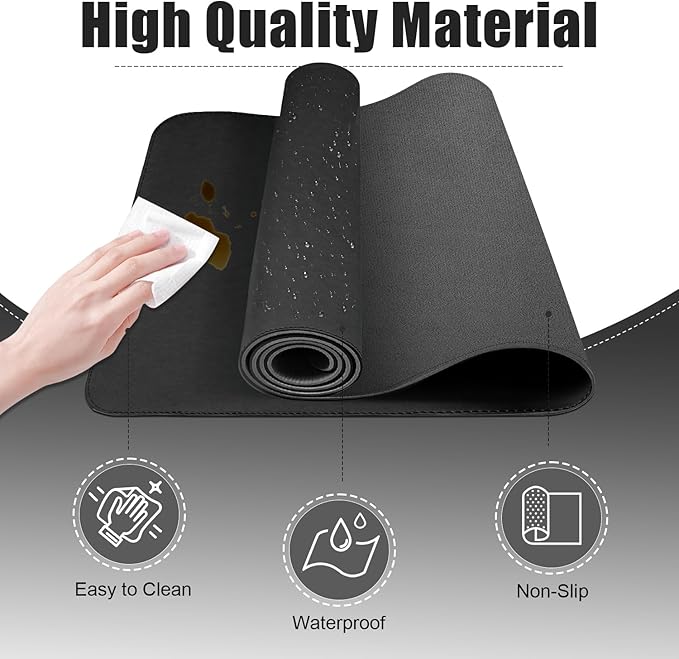 BLESWIN Desk Pad Protector, Leather & Suede Desk Mat, Non-Slip Desk Pad Mat - Image 3