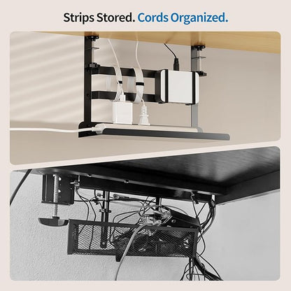YECAYE Under Desk Cable Management Tray, All-Metal Clamp-Mount Cable Management - Image 2