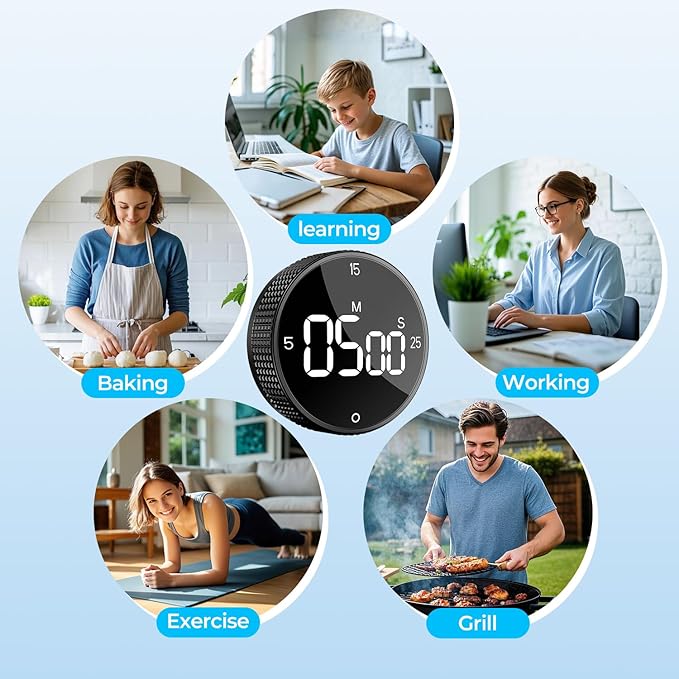 Allbean Digital Kitchen Timer, Large Display Magnetic Countdown Countup Timer - Image 7