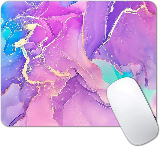 IMAYONDIA Purple Pink Blue Marble Mouse Pad, Liquid Gold Paint Marble Mouse Pads by IMAYONDIA