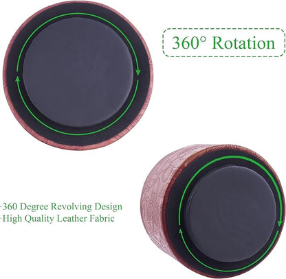 Hennaja Round Leather Art Supply Organizer, Remote Control Holder, 360 Degree - Image 4