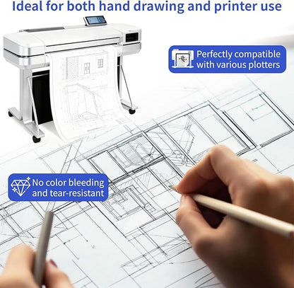 Wide Format Paper 24 In x 150 Ft, 2 Rolls Plotter Paper on 2" Core, CAD Bond - Image 4