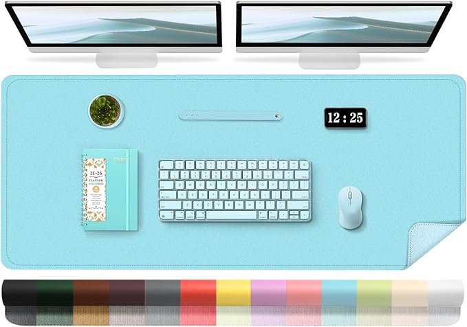 Large Desk Pad 47.2" x 17", Leather Desk Mat Protector, Non-Slip PU Leather by BLESWIN