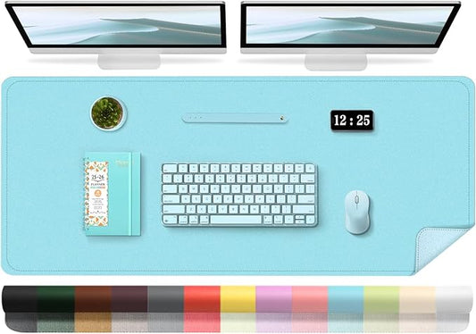 Large Desk Pad 47.2" x 17", Leather Desk Mat Protector, Non-Slip PU Leather by BLESWIN