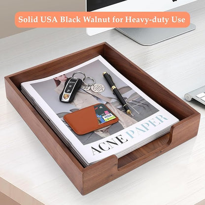 Bamber Wood Letter Tray Wooden Desk Organizer Paper Document File Tray - Image 5