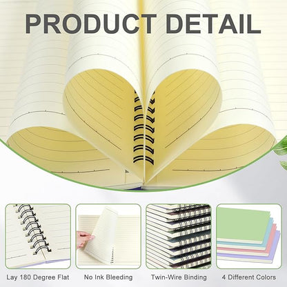 Yahenda 4 Pcs Spiral Notebook Bulk A5 Journal Lined 8.3'' x 5.5'' Writing - Image 3