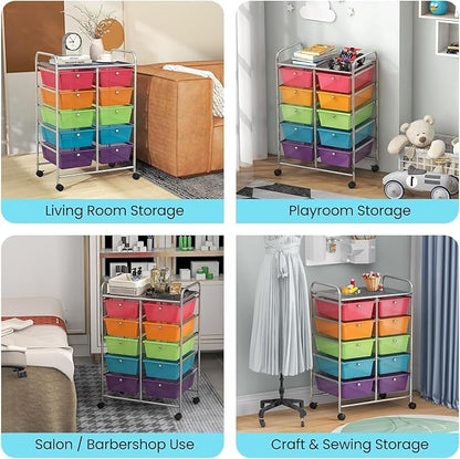 LDAILY 10 Drawer Rolling Cart, Storage Cart Organizer on Wheels, Drawer Cart - Image 9