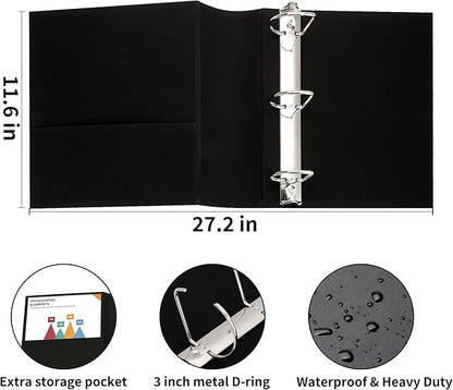 LETVPVOW Vintage Hardback 3 Ring Binder 3 Inch, Professional Leather Binder 3 - Image 3