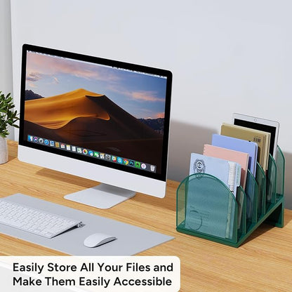 OUTIOE 5-Section Desk File Organizer, Metal Mesh Folder Organizer - Image 5