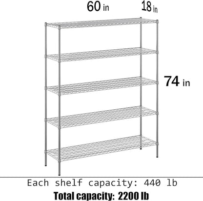 Regal Altair 18" Deep x 60" Wide x 74" Height Wire Shelving Kit | 5-Tier | NSF - Image 3