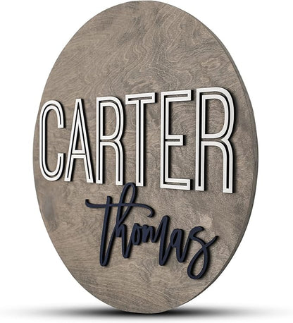 Custom Round Nursery Name Sign, Personalized Wooden Wall Plaque, Baby Shower by HickoryHollowDesigns
