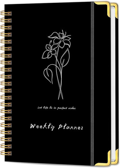 Undated Weekly Planner with Metal Corner Hardcover Notebook, A5 Size Journal by KAICNPAPER
