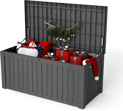 Yardgrace 270 Gallon Resin Deck Box, Waterproof Outdoor Storage Box, Lockable by Unknown