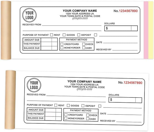 Custom Invoice Book with Logo 50 Set Personalized Receipt Books Customized by Unknown