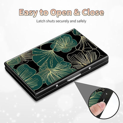 BWEGRHE Slim Credit Card Holder, Art Leaf RFID Blocking Metal Wallet - Image 6