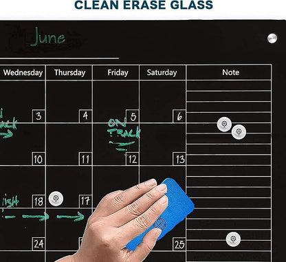 J&J worldwide Magnetic Whiteboard Calendar, 47 x 35 Black Glass Wall Calendar - Image 6