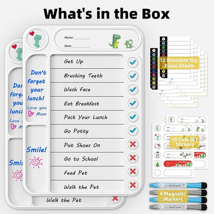 2-Pack Magnetic Chore Chart for Kids, ADHD Task Tracker Easy-Check Routine Dry - Image 4