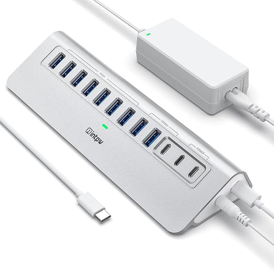 YH9AC Powered USB Hub 10Gbps, intpw 12 Port USB C Hub by intpw