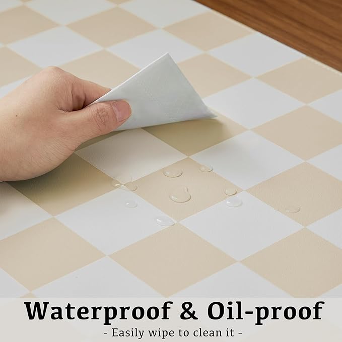 Ohocut Checkered Desk Mat, 31.5" x 15.7" Large Cute Beige Sand Aesthetic Retro - Image 5