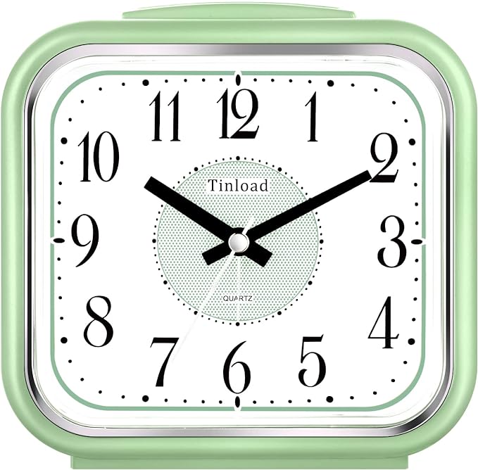 Tinload 5.5" Large Analog Alarm Clock Silent Non Ticking, Gentle Wake, Beep by Tinload