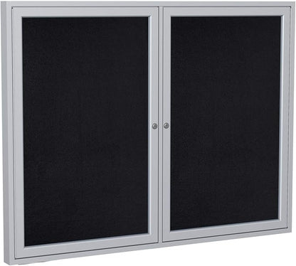 Ghent 36"x60" 2-Door indoor Enclosed Recycled Rubber Bulletin Board, Shatter by Ghent