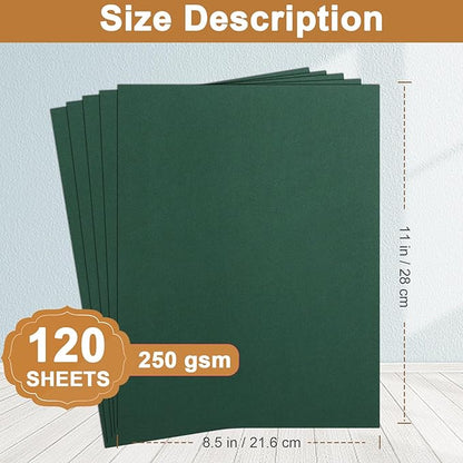 Silunkia 120 Sheets Dark Green Cardstock 8.5 x 11 Craft Paper, 250gsm/92lb - Image 2