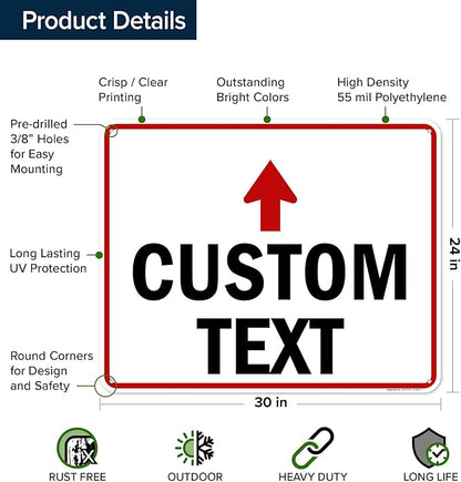 Custom Arrow, Custom Directional Sign, Up Arrow, 24x30 Inches, 55 mil thick - Image 6