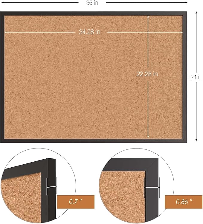 Board2by 2-Pack Cork Board Bulletin Board 24 x 36, Office Board - Image 5