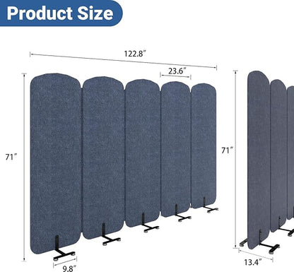 Natwind 5 Panel 122.8 x 71 in Office Room Privacy Protect Space Divider - Image 3