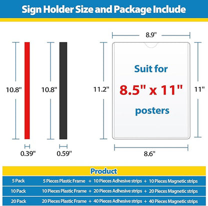 Magnetic Sign Holder 8.5 x 11 Wall Sign Holder 5Pack, Rigid Plastic Door Sign - Image 4