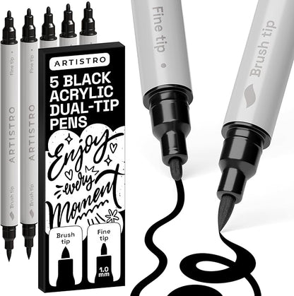 ARTISTRO 5 Black Acrylic Paint Markers by ARTISTRO