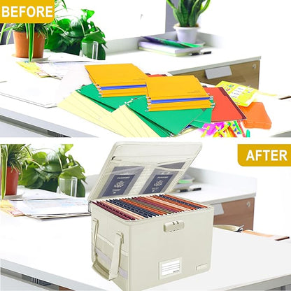 ENGPOW File Box with Lock, Fireproof Document Box with Zipper Lid, Collapsible - Image 9