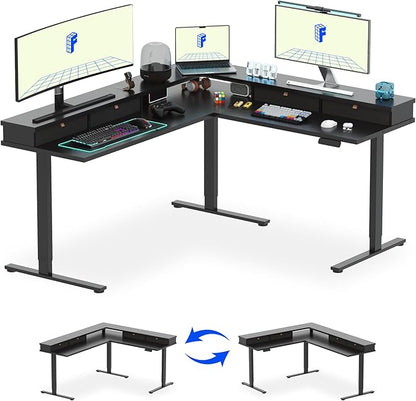 FLEXISPOT 71" Large L Shaped Standing Desk Electric Corner Table by FlexiSpot