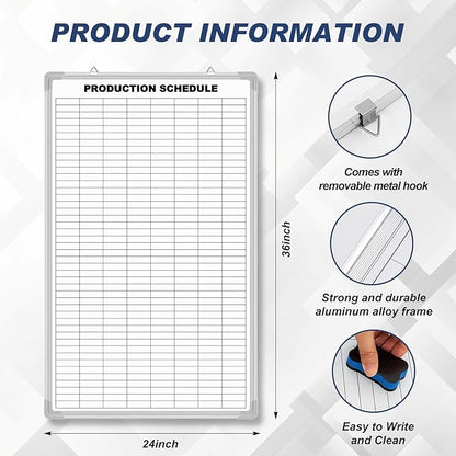 Lined Whiteboard Blank Grid Aluminum Frame Dry Erase Board Reusable Wall - Image 3