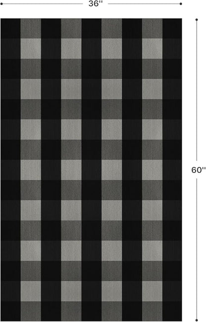 GENIMO Checkered Rug 3x5 Ft Black and White Outdoor Rug Buffalo Plaid Rugs Mat - Image 2