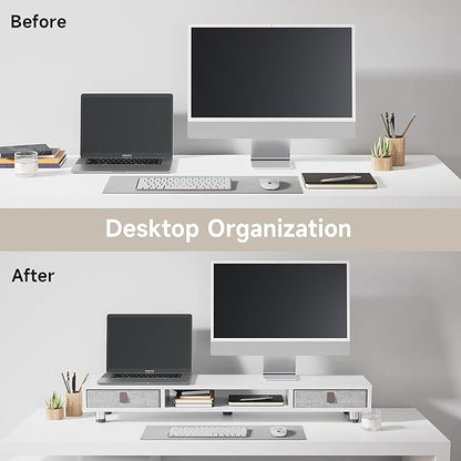 Fenge Dual Monitor Stand with 2 Drawers, 42.5 Inches Large Computer Riser - Image 5