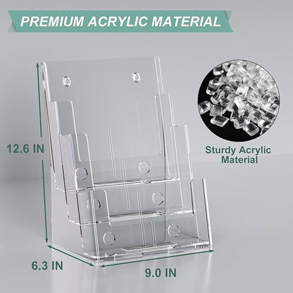 2 Pack Acrylic Brochure Holder 8.5 x 11 inches, 3 Tier Clear Brochure Display - Image 3