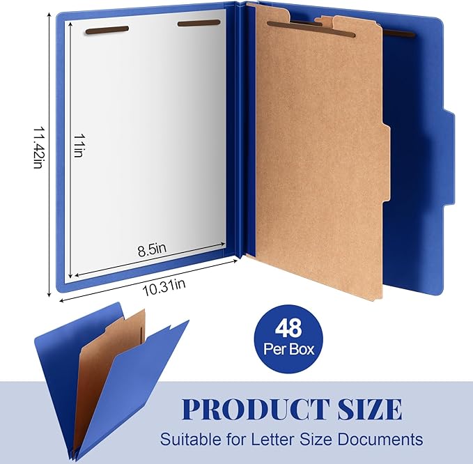 Skyygemm 48 Pcs Classification Folders Letter Size, 1 Divider Pressboard File - Image 2