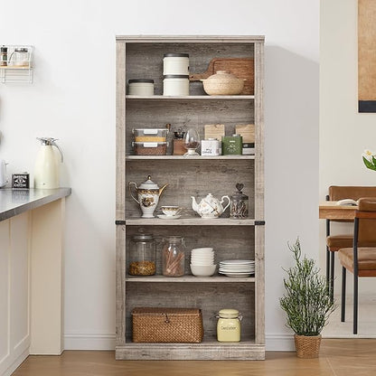 RWYHG 70" Grey Tall Bookshelf Set of 2, 5-Tier Thick Wooden Book Shelf - Image 9