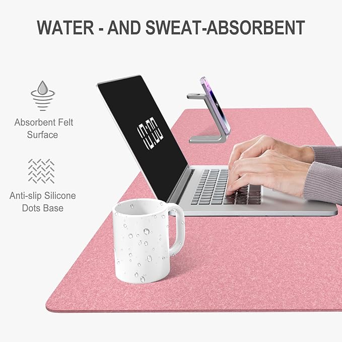 Auhoahsil Felt Desk Mat, Minimalist Large Mouse Pad XXL 35.5 x 15.7 in - Image 5
