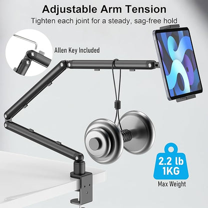 iPad Holder for Desk, Adjustable Tablet Arm iPad Desk Mount - Image 4